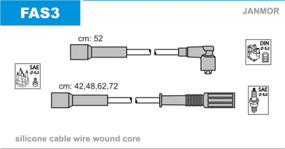 Przewody wysokiego napięcia JANMOR FAS3  komplet