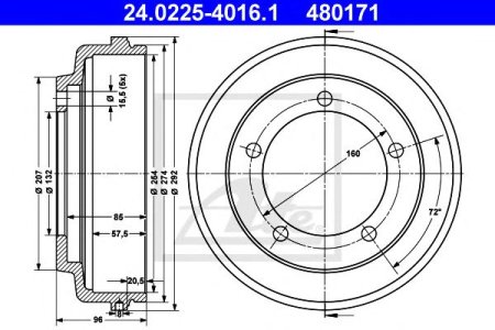 Bęben hamulcowy ATE 24.0225-4016 4146930