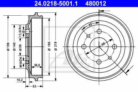 Bęben hamulcowy ATE 24.0218-5001 4379680