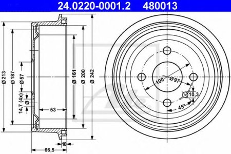 Bęben hamulcowy ATE 24.0220-0001 568057