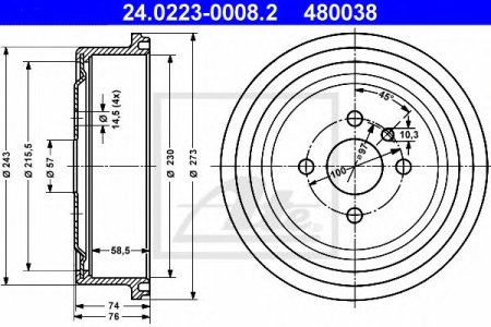 Bęben hamulcowy ATE 24.0223-0008 568056