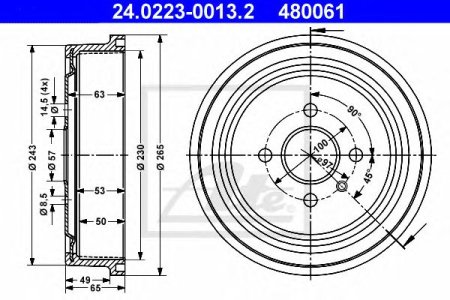 Bęben hamulcowy ATE 24.0223-0013 568063