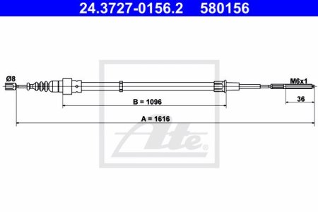 Linka hamulca ATE 24.3727-0156 1H0609721E