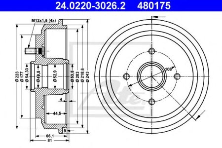 Bęben hamulcowy ATE 24.0220-3026 1151001