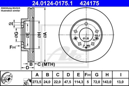 Tarcza hamulcowa ATE 24.0124-0175 GF3Y3325X