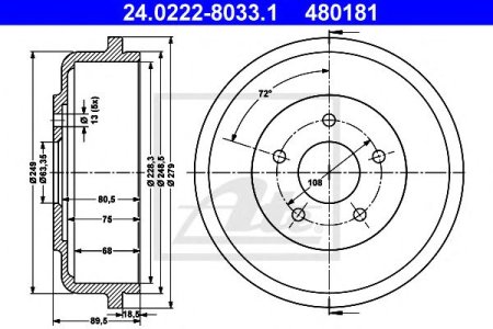Bęben hamulcowy ATE 24.0222-8033 4367102