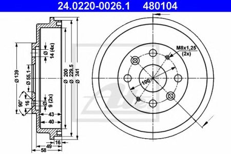 Bęben hamulcowy ATE 24.0220-0026 B59626251