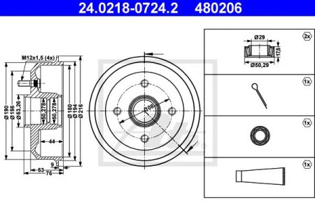 Bęben hamulcowy ATE 24.0218-0724 1017668