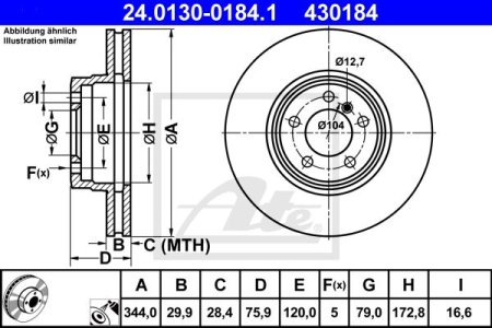 Tarcza hamulcowa ATE 24.0130-0184 SDB000200