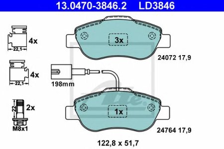 Klocki hamulcowe ATE 13.0470-3846 77364636