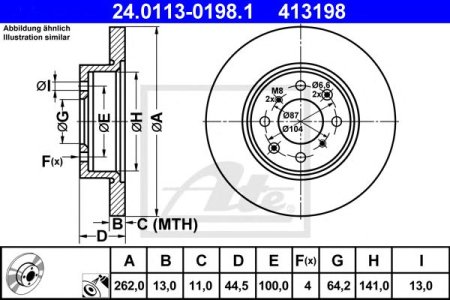 Tarcza hamulcowa ATE 24.0113-0198 GBD90841