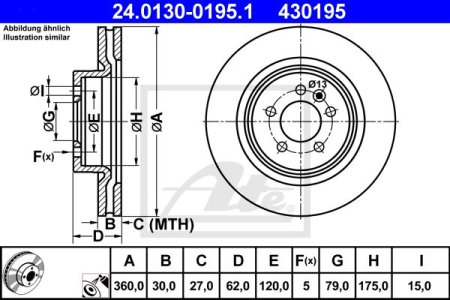 Tarcza hamulcowa ATE 24.0130-0195 SDB000624