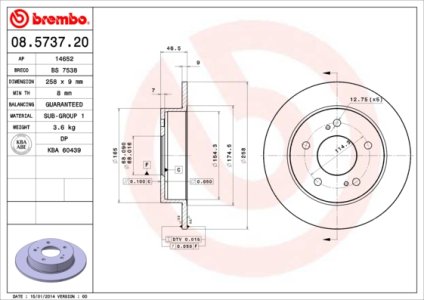 Tarcza hamulcowa BREMBO 08.5737.20 4320674F00