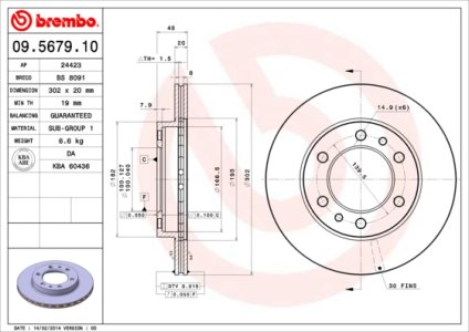 Tarcza hamulcowa BREMBO 09.5679.10 4351260040