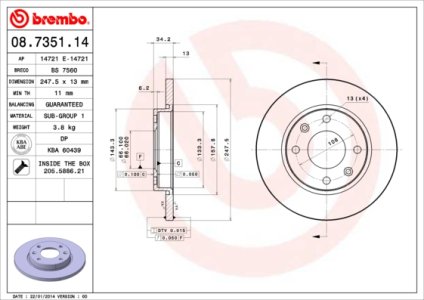 Tarcza hamulcowa BREMBO 08.7351.14 4246R9