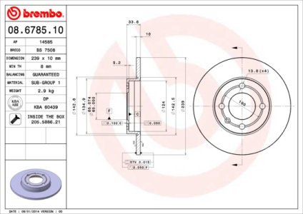 Tarcza hamulcowa BREMBO 08.6785.10 6N0615301