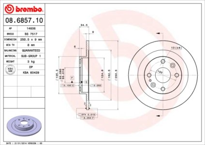 Tarcza hamulcowa BREMBO 08.6857.10 BB4C26251