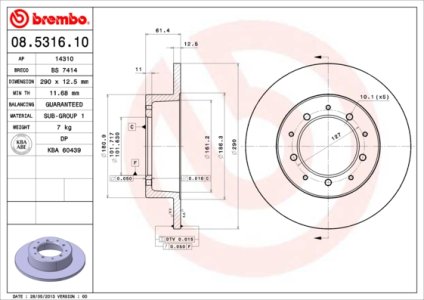 Tarcza hamulcowa BREMBO 08.5316.10 FRC9831