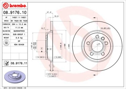 Tarcza hamulcowa BREMBO 08.9176.11 7D0615601C
