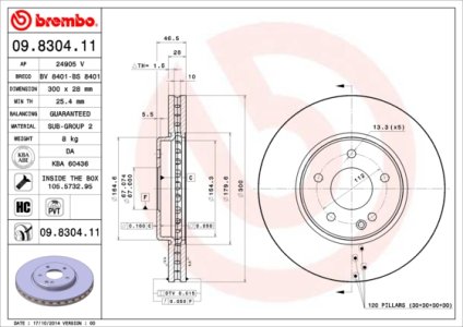 Tarcza hamulcowa BREMBO 09.8304.11 2104211212