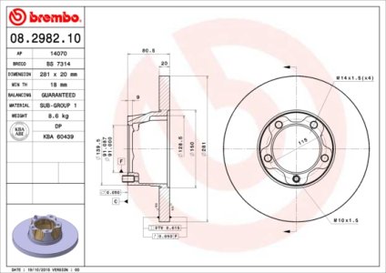 Tarcza hamulcowa BREMBO 08.2982.10 281615283A