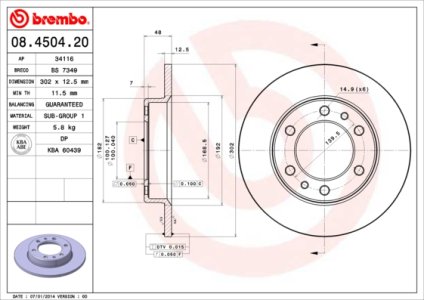 Tarcza hamulcowa BREMBO 08.4504.20 4351235070