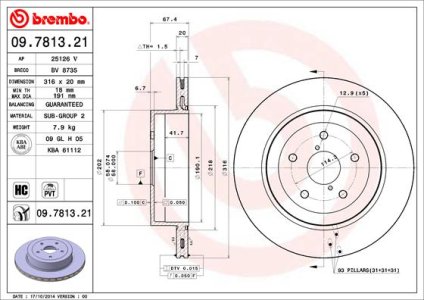 Tarcza hamulcowa BREMBO 09.7813.21 26700FE050