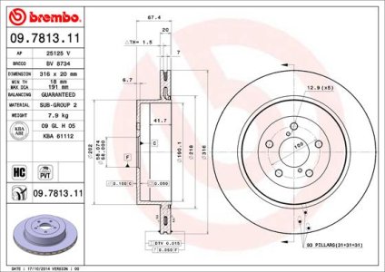 Tarcza hamulcowa BREMBO 09.7813.11 26700FE000