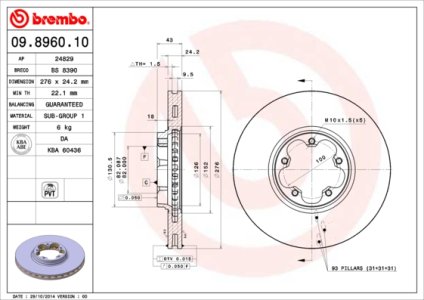 Tarcza hamulcowa BREMBO 09.8960.10 4041427