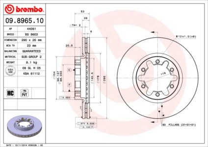 Tarcza hamulcowa BREMBO 09.8965.10 402069X403