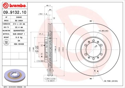 Tarcza hamulcowa BREMBO 09.9132.10 MB699716
