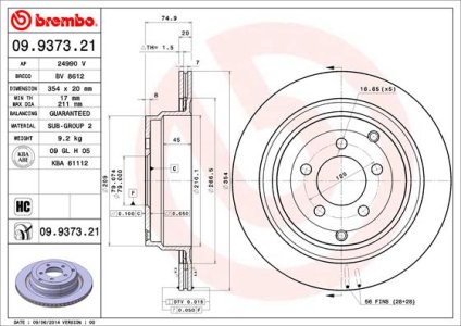 Tarcza hamulcowa BREMBO 09.9373.21 SDB500201