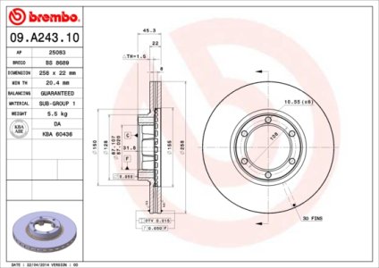 Tarcza hamulcowa BREMBO 09.A243.10 MB407036