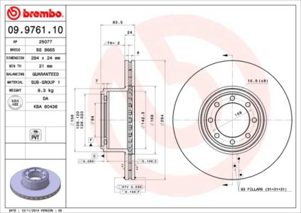 Tarcza hamulcowa BREMBO 09.9761.10 2996033