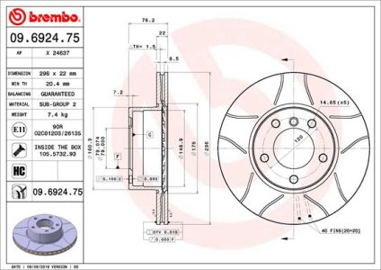Tarcza hamulcowa BREMBO 09.6924.75 34111164839