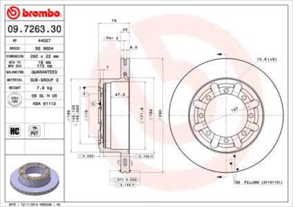 Tarcza hamulcowa BREMBO 09.7263.30 432079X100