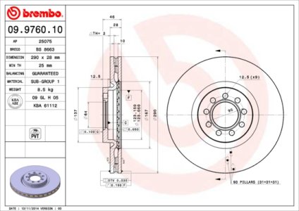 Tarcza hamulcowa BREMBO 09.9760.10 2996121