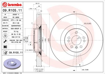 Tarcza hamulcowa BREMBO 09.R105.11 1644210612