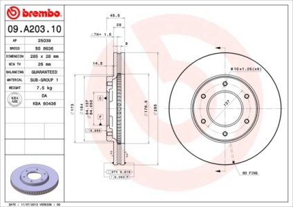 Tarcza hamulcowa BREMBO 09.A203.10 4351226140