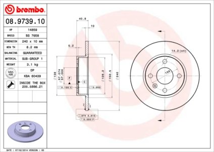 Tarcza hamulcowa BREMBO 08.9739.10 569112