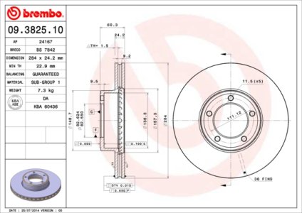 Tarcza hamulcowa BREMBO 09.3825.10 JLM776
