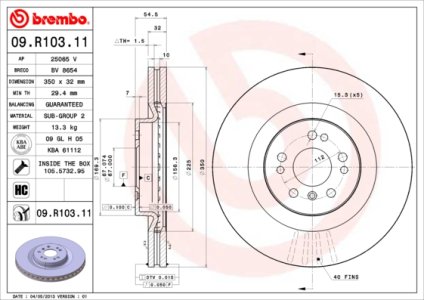 Tarcza hamulcowa BREMBO 09.R103.11 1644210512