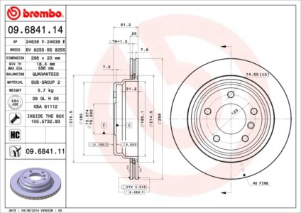 Tarcza hamulcowa BREMBO 09.6841.11 34211164840