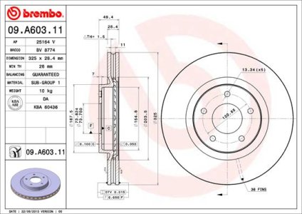 Tarcza hamulcowa BREMBO 09.A603.11 JLM20617