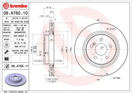 Tarcza hamulcowa BREMBO 09.A760.11 2044230712