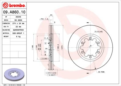 Tarcza hamulcowa BREMBO 09.A860.10 UH7433251