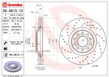 Tarcza hamulcowa BREMBO 09.A813.11 8E0615301AE
