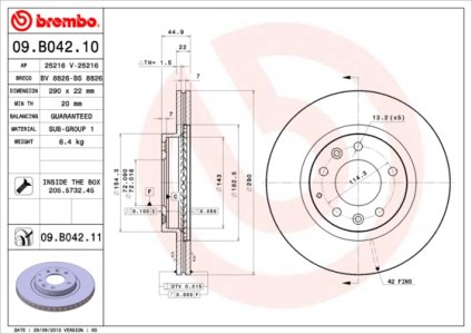 Tarcza hamulcowa BREMBO 09.B042.11 N12Y3325XA