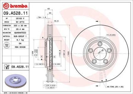 Tarcza hamulcowa BREMBO 09.A528.11 C2C8354
