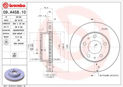 Tarcza hamulcowa BREMBO 09.A458.10 424937